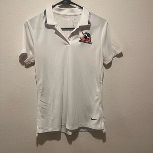 Nike White Polo with Embroidered Graphic